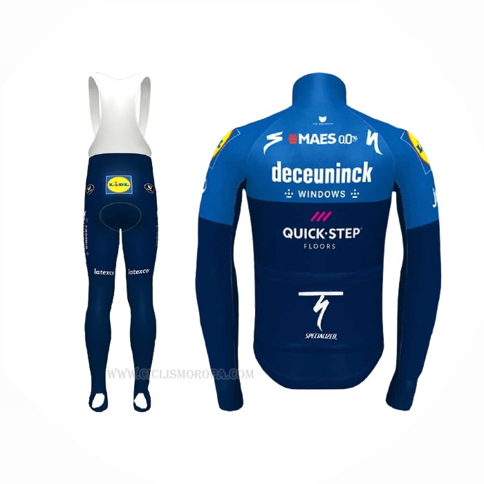 2021 Ropa Ciclismo Deceuninck Quick Step Azul Mangas Largas y Culotte Lunga